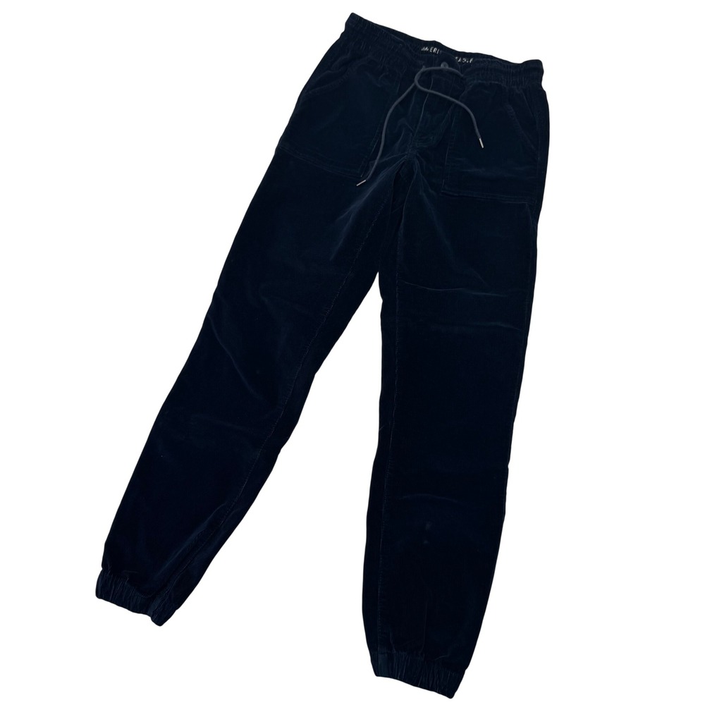 American Eagle Navy Blue Corduroy Joggers Womens‎ 10 Long